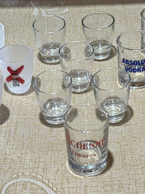 Promotional shot glasses used, set of 14 pieces