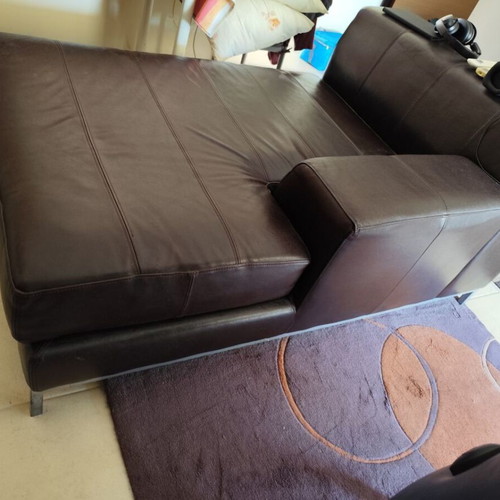 Leather sofa used, genuine leather, 1.60x1.10 m