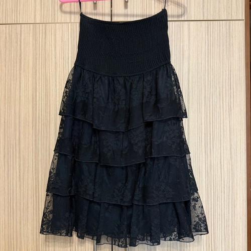 Zara black strapless dress used, size S, lace detail