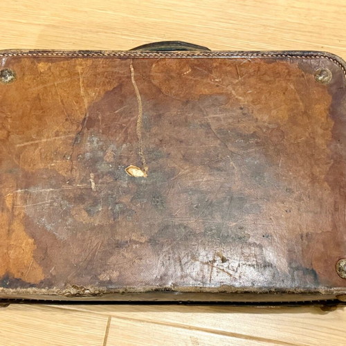 English vintage leather suitcase used with patina