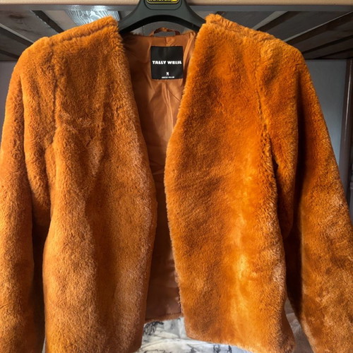 Tally Weijl women's fur jacket orange size M