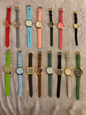 Women's watches collection of 15 in excellent condition with leather straps