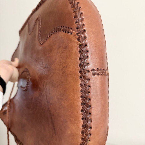 Leather nattan handmade vintage tote bag used, shoulder, brown