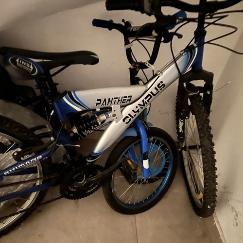 Panther Olympus mountain bike used, blue, front and rear suspension, gears