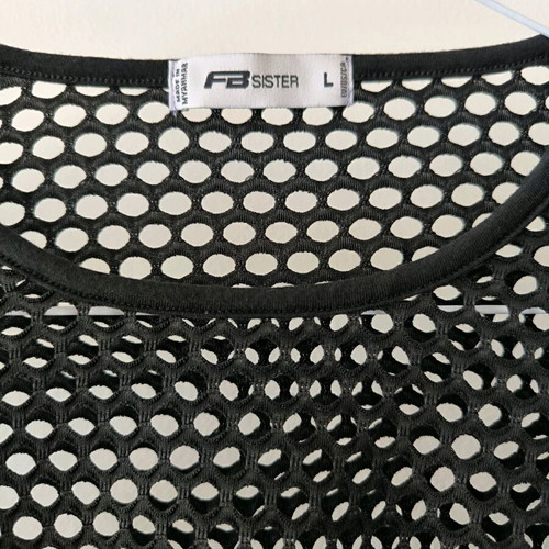 Fishnet bodysuit new, black, long-sleeve with adjustable laces