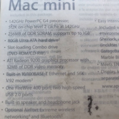 Mac Mini G4 2005 used with model number A1103