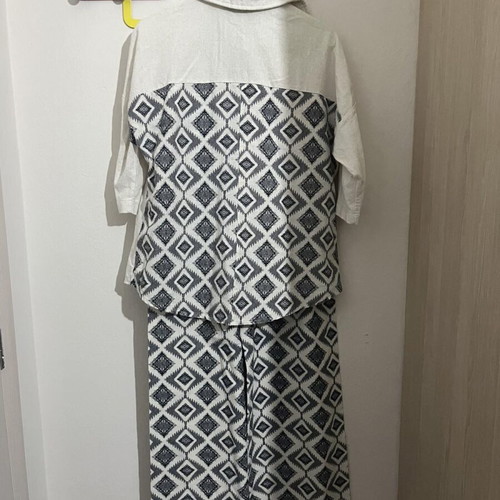 Summer cotton set white and blue, new