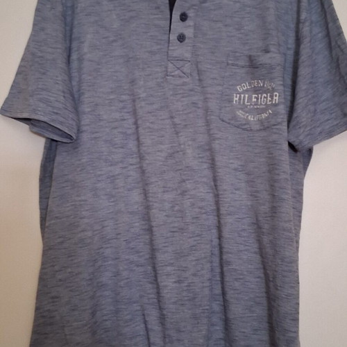 Tommy Hilfiger T-shirt like new, gray and blue with pocket and buttons