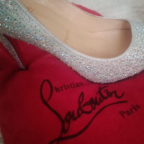 Christian Louboutin pumps new with Swarovski crystals silver size 40