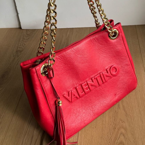 Valentino leather shoulder bag like new, red with dent
