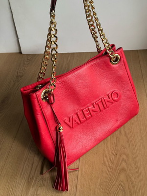 Valentino leather shoulder bag like new, red with dent