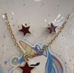 Children's jewelry set star dark red with glitter