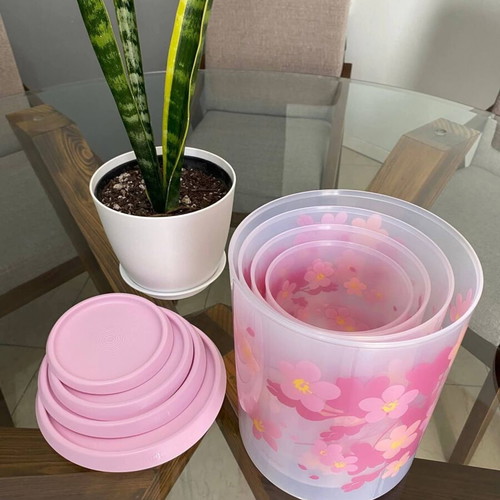 Tupperware cherry blossom airtight containers set, 3 liters