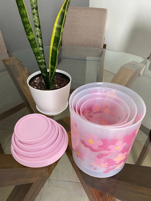 Tupperware cherry blossom airtight containers set, 3 liters