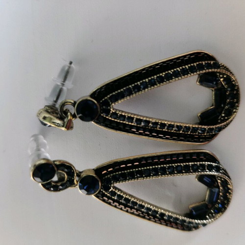 Vintage Blue Earrings with Crystals like new
