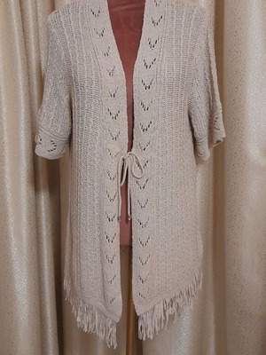 Canda short-sleeve knitted cardigan like new, beige, size XL
