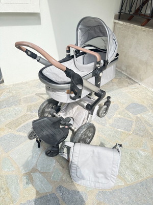 Joolz Day 2-in-1 stroller used, light gray with leather details