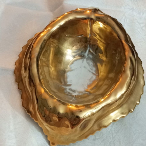 Christian Dior Galle gold-plated ceramic and porcelain ashtray 1960s