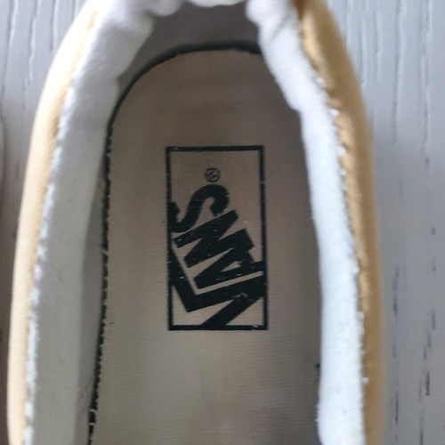 Vans Asher Slip On used athletic shoes size 37, white and yellow