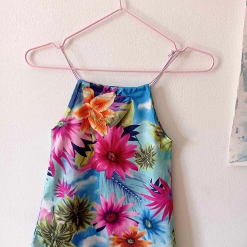 Summer blouse with floral print, new, size S/XS
