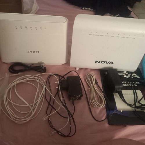 Zyxel and Nova routers with cables