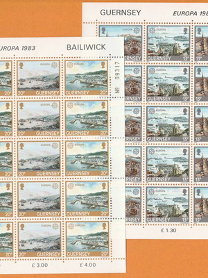 Σετ γραμματοσήμων Guernsey 1983 Europa CEPT σε πλήρη φύλλα καινούργιο