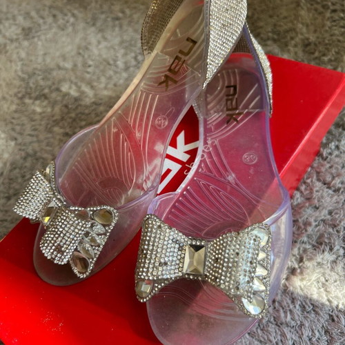 Nak jelly shoes used, size 36, silver