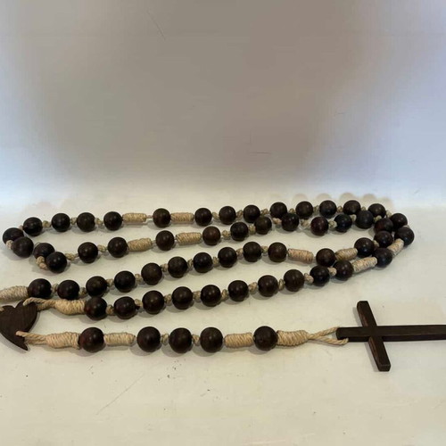 Vintage large wooden decorative wall rosary 160cm used