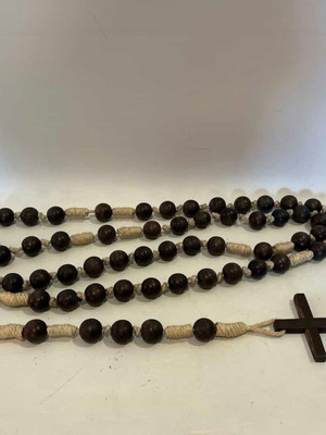 Vintage large wooden decorative wall rosary 160cm used