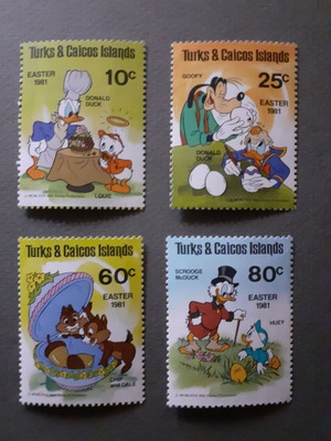 Turks & Caicos Islands Walt Disney Easter 1981 Stamp Set 4 Mint