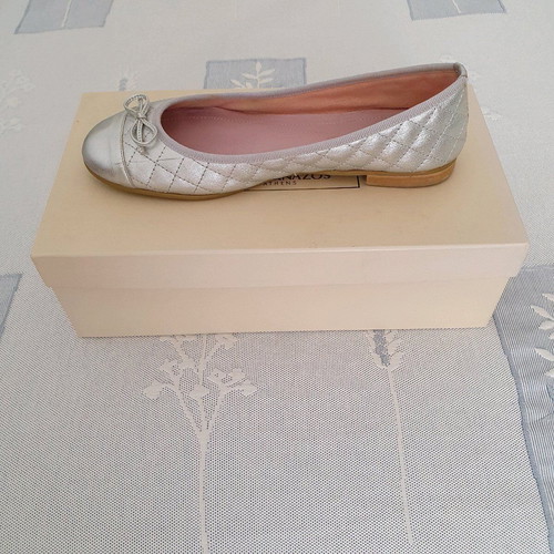 Bournazos ballet flats used, leather, silver, size 38 1/2