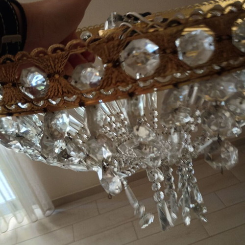 Vintage crystal chandelier set, 2 pieces