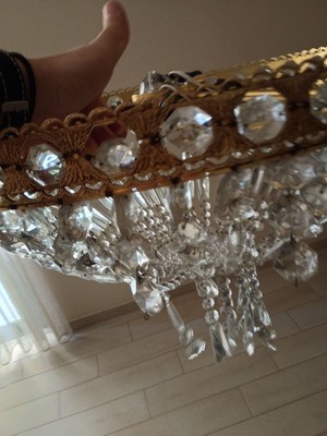 Vintage crystal chandelier set, 2 pieces