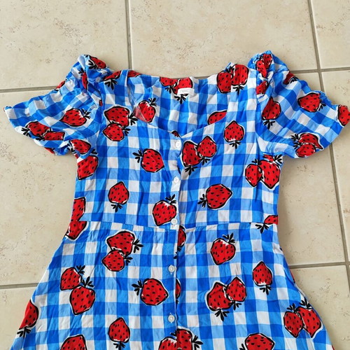 Next girls dress size 11 like new blue check with strawberries