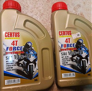 Certus 4T Force Λάδι Μοτοσυκλέτας για Δίχρονους Κινητήρες 10W-40 1lt 2 τεμαχια.