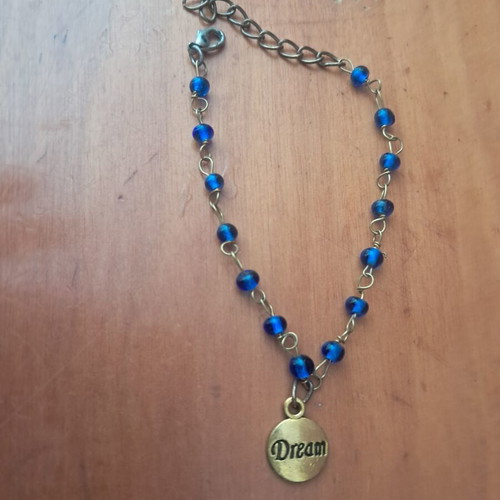 Hand Chain blue and gold custom made