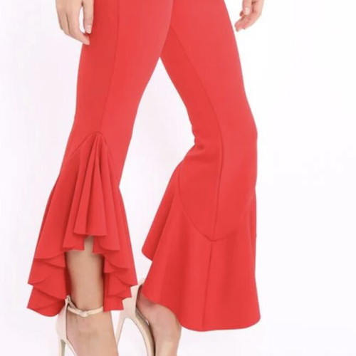 Fitted red pants new, size S