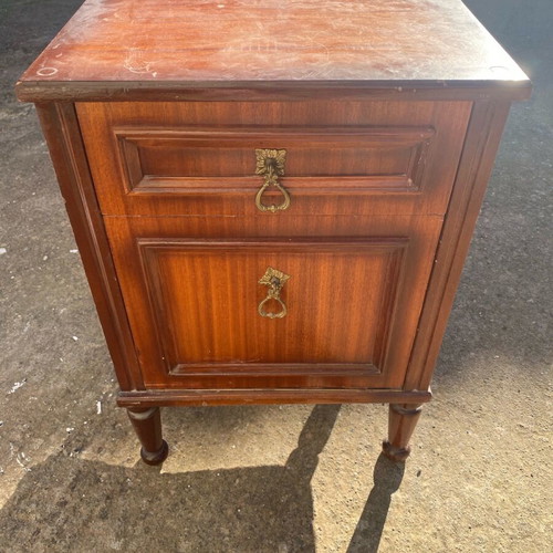 Wooden bedside cabinet used with drawer and cupboard