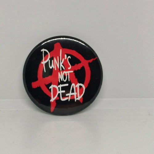 Punk s not dead pin new, black and red