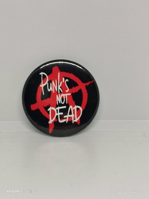Punk s not dead pin new, black and red