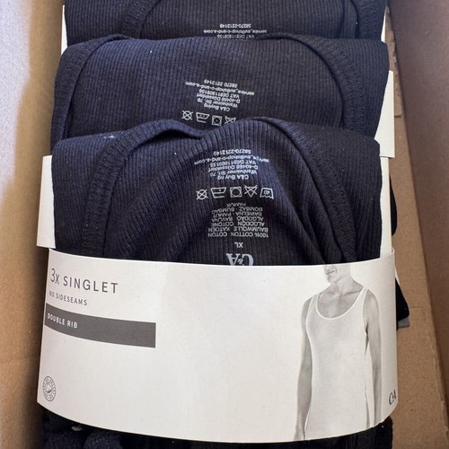 Carskorse tank top 100% cotton double rib pack of 3 new, black