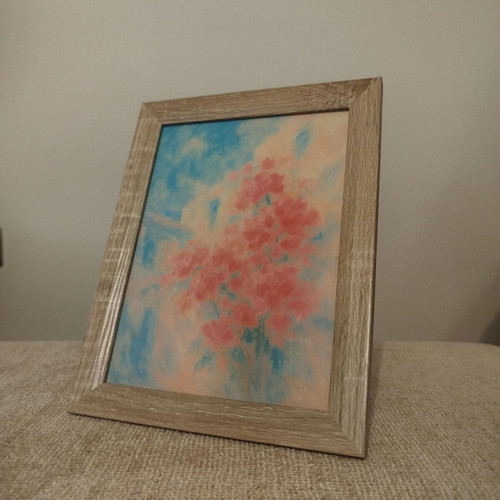 Bougainvillea Breeze Mediterranean Wall Art 15x20 cm in Wooden Frame new