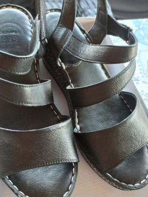 Boxer Air leather sandals size 39, new, black, platform 4 cm heel