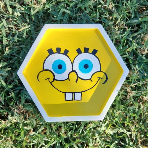 Handmade painted plaster coaster
