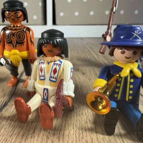 Vintage Playmobil Western and Soldiers Lot with 6 Figures, Like New