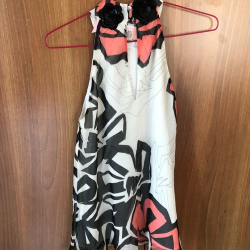 Lipsy London blouse new, size M, 100% silk, white-black