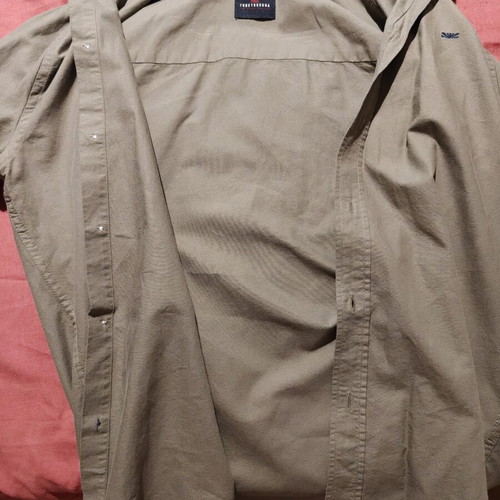 Funky Buddha Long-Sleeved Linen Shirt Khaki New Size S