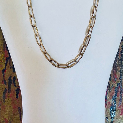 Silver-colored chain necklace used with large elongated links