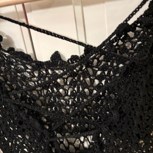 Crochet black top S like new with flare bottom sleeves