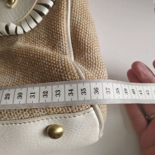 Luana rattan and leather shoulder bag used, beige white